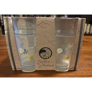 4 Vintage Glasses Country Geese Ice Tea Tumbler Glasses - 16oz Golden Harvest